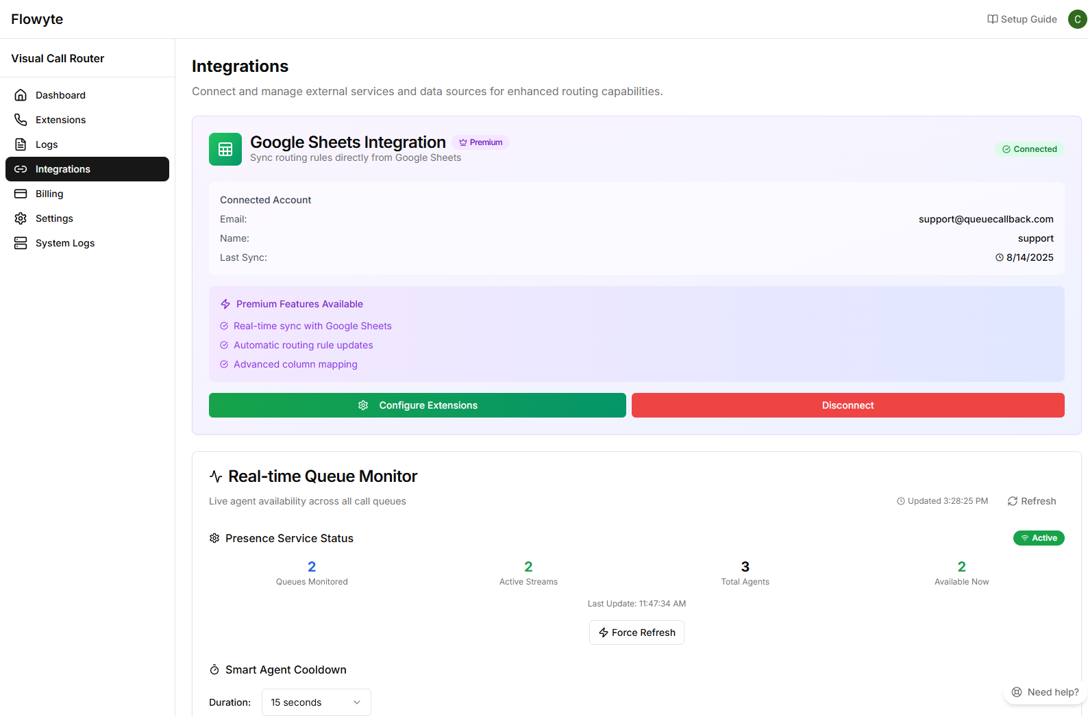 Google Sheets Connected State