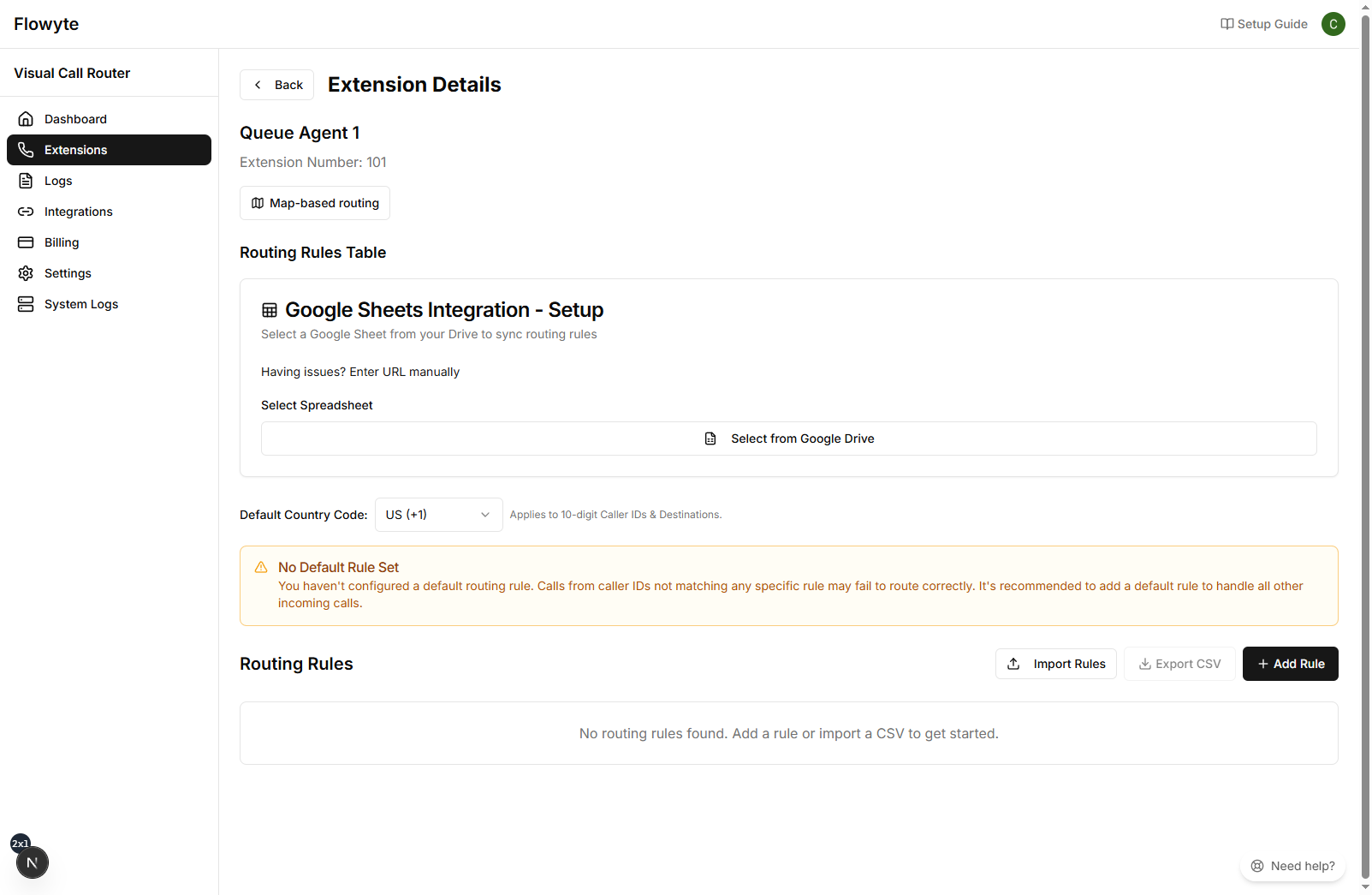 Google Sheets Extension Setup - Select Spreadsheet